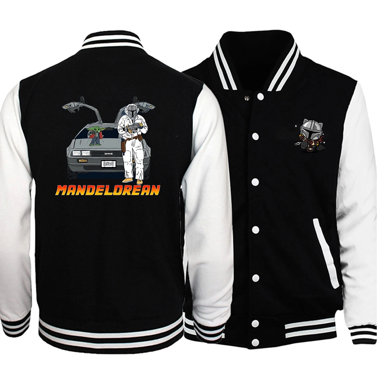 

Male Coat TV Show The Mandalorian Bomber Jacket Spring Autumn Patchwork Baby Yoda Back To The Future Cool Men's Baseball Jakcets
