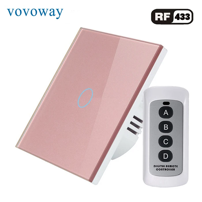RF-D Pink Vovoway ЕС сенсорный выключатель, светильник, RF беспроводной пульт дистанционного управления, 1 \ 2 \ 3 банды AC110V 220 V, настенный пост сенсорная установка - Цвет: RF-D Pink