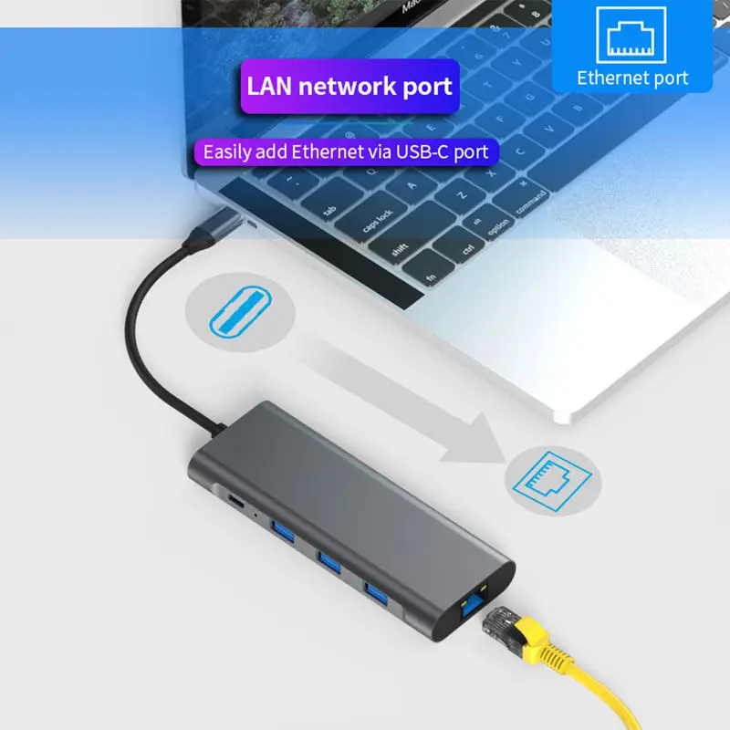 9 в 1 Тип-C концентратор USB3.0 4K HD PD с высоким уровнем Скорость зарядка для мобильных устройств MacBook huawei XiaoMi lenovo док-станция с HDMI SD TF LAN PD
