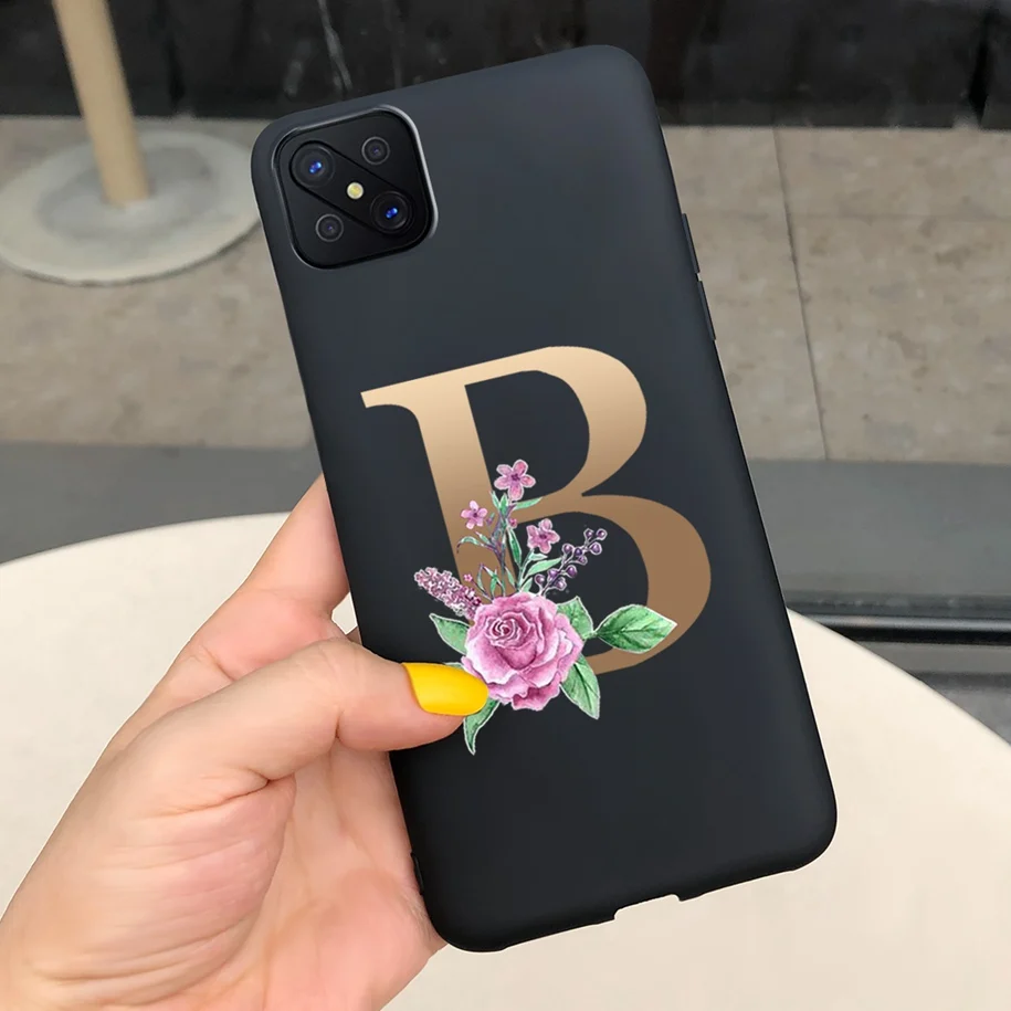Cute Letters Soft TPU Phone Case - Simple Black Pink Back Cover