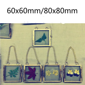 

Mini Double Sided Glass Hanging Photo Frame Wall Frame Flower Plant Specimen Portrait Display Frame Holder