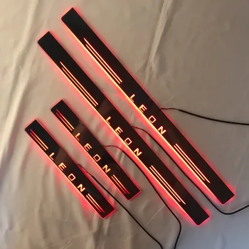

Acrylic door sill plate strip with led decorative welcome light moving door scuff for seat Leon