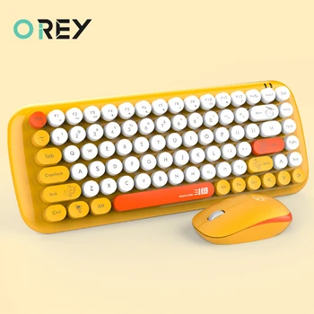 

Cute Gaming Keyboard Mouse Set Round Button 2.4G USB Wireless Keyboard Silent Mouse For Laptop PC Gamer Computer Gaming Mouse