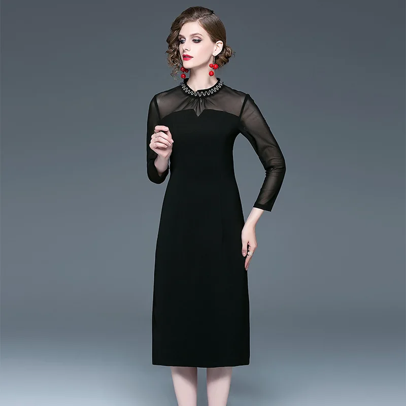 dresses woman party night 2019 spring summer plus size maxi robe sexy oversized long casual bohemian black lace dress