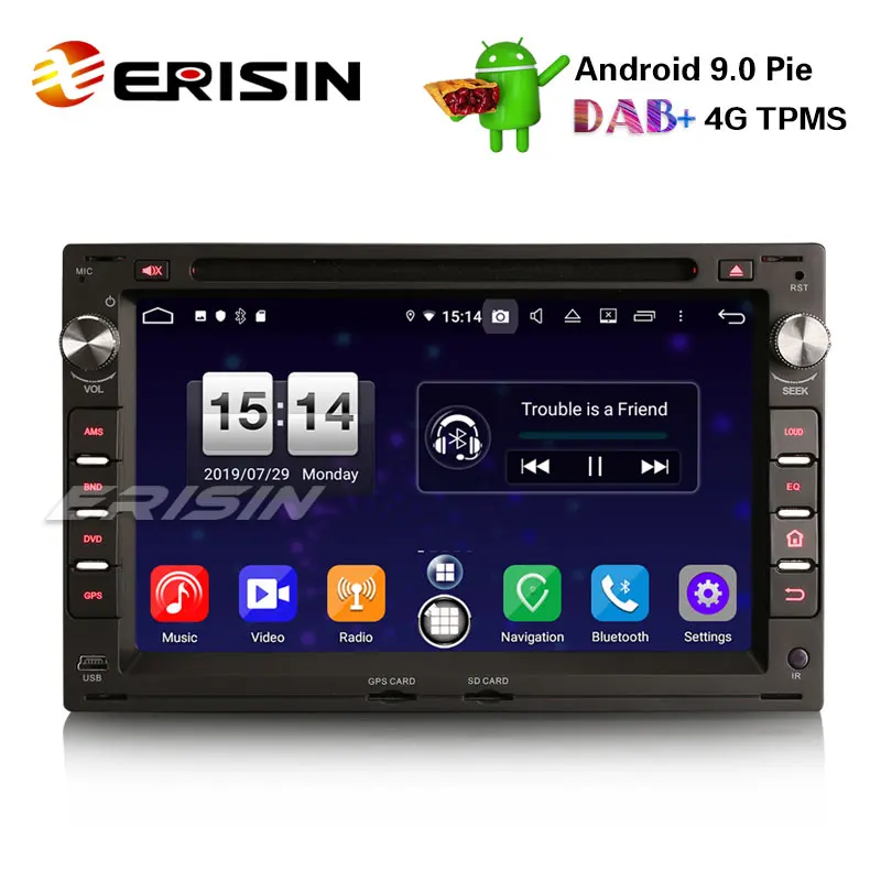 Erisin ES7709V " DAB+ Android 9,0 автомобильный стерео gps dvd-плеер для гольфа Passat Polo T5 Multivan peugeot Seat Leon