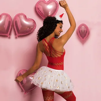 JSY Sexy Cosplay Lingerie Set Christmas Girl Uniform Bodysuit Erotic Skirt Catsuit Costumes Sex Role Play Club Nightwear Outfits 2