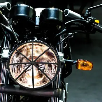 

Motorcycle Headlight Cover Metal Retro Mesh Grill Headlight Protector Guard Cover Lamp Mask For GN CG125 All 16cm/6.3inch