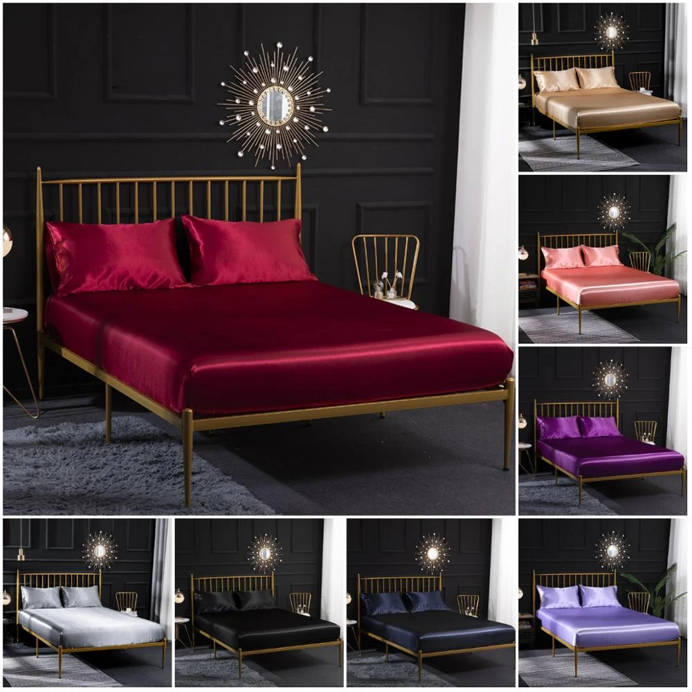 Yaz Carsaf Yatak Koruyucu Kapak Ipek Saten Carsaf Puruzsuz Yatak Ortusu E N E N E N E N E N E N E N E N E N E Kralice King Size Beyaz Gri Mor Pembe Bedspread Aliexpress