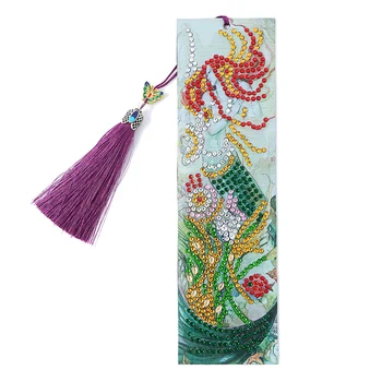 

1pc DIY Special Shaped Diamond Painting Leather Bookmark Tassel Book Marks Books Page Mark for Books Christmas Gift