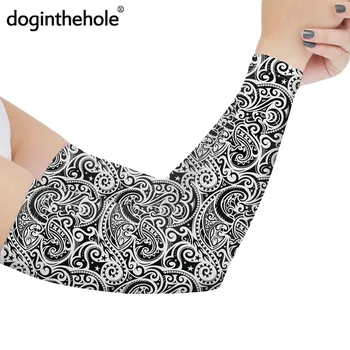 

Cool Black Polynesian Print Tattoo Sleeves Women Men Summer Sport Running Cuff Cover Breathable Sunscreen Sleeve Boys Arm Warmer