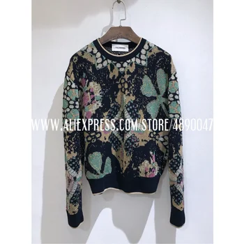 

2020 knitted women's O-neck sweater pullover autumn winter flowers sweater pullover Sweater High quality base shirt