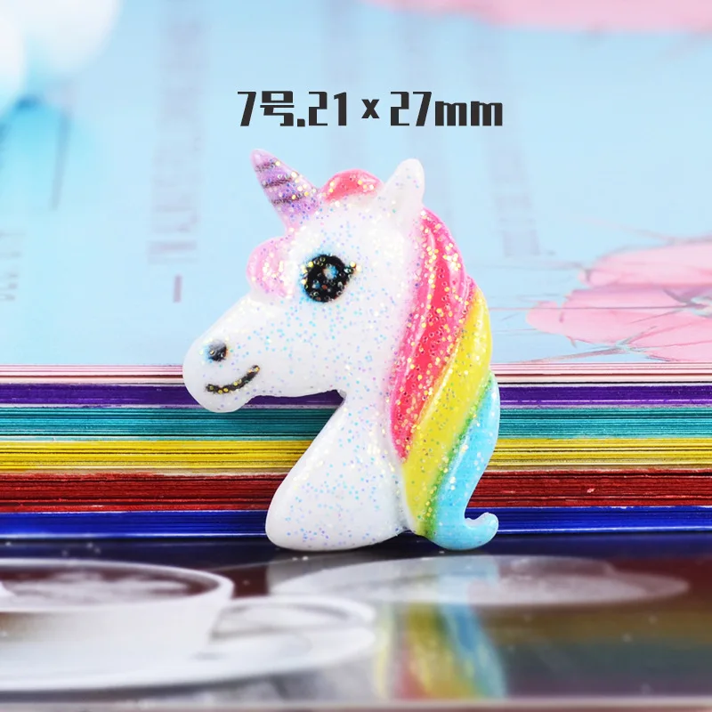 10pcs Cute Dollhouse Cartoon Resin Rainbow Angel Wing Unicorn Flatback Cabochon DIY Scrapbooking Decorative Craft Making 