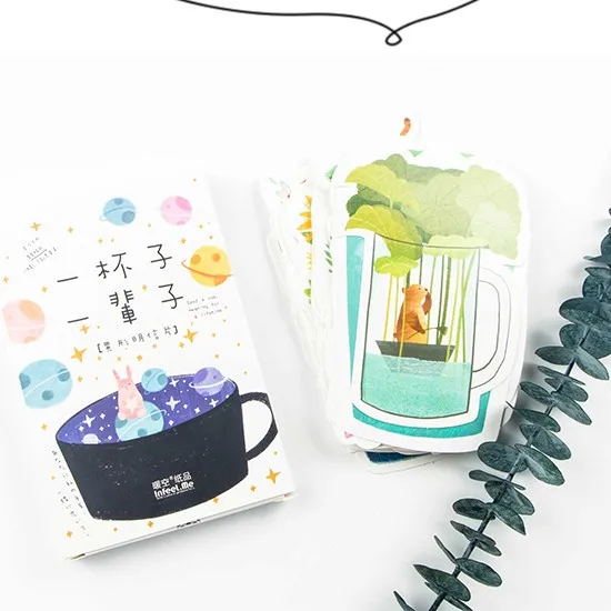 Art Postcards 30 Sheets/Set Cute Cup Animal Postcard/Greeting Card/Message Card/Birthday Letter Envelope Gift Card