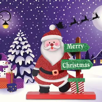 

New Christmas Ornament Wooden Santa Snowman Elk Ornaments Desktop Christmas Home Hotel Restaurant Decor