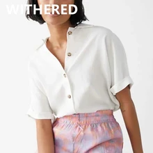 

Jenny&Dave summer blouse women england style office lady fashion elegan cotton simple solid white blusas mujer de moda tops