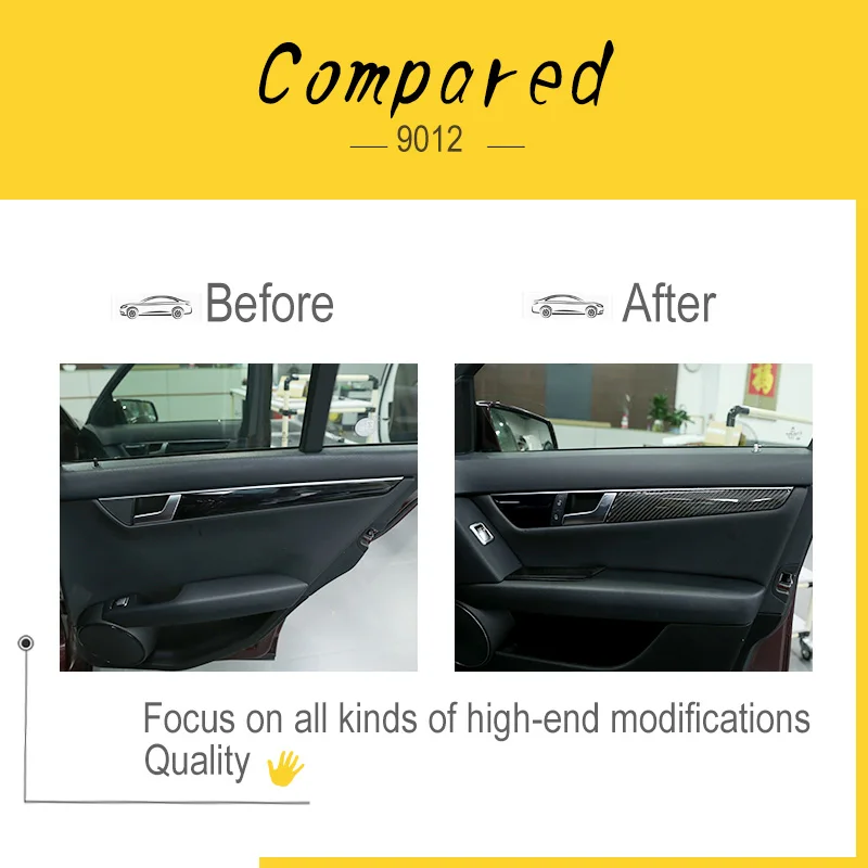 4 шт. мягкое углеродное волокно для Mercedes Benz C Class W204 2008- внутренняя отделка дверей панель Крышка отделка наклейки автомобильный аксессуар