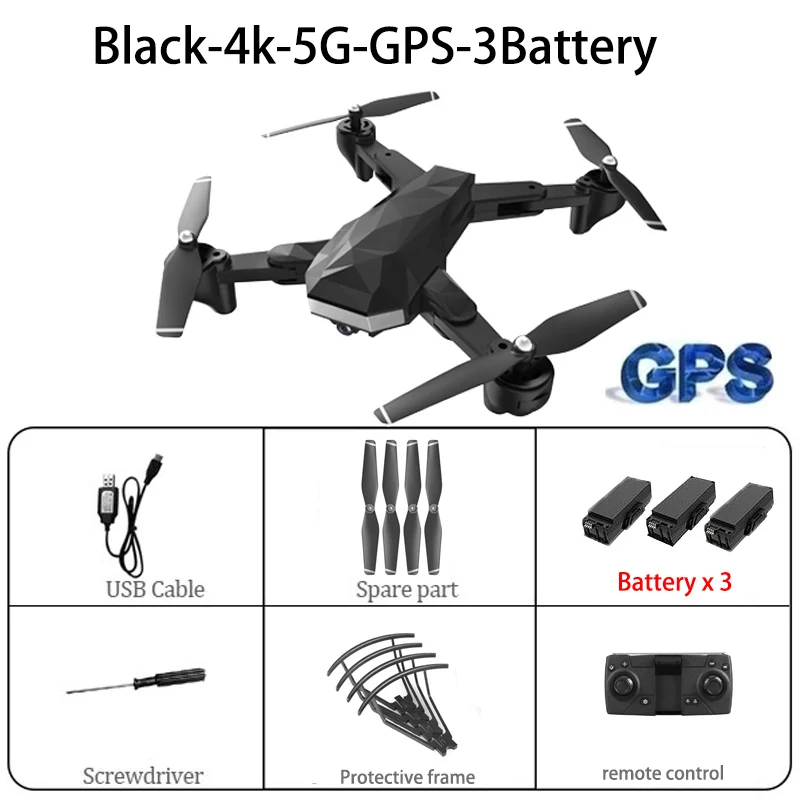 Квадрокоптер C53 gps Дрон с 4K HD камерой 5G wifi FPV RC складной Профессиональный вертолет RC дроны игрушка для детей - Цвет: Black 4K 5G gps 3B