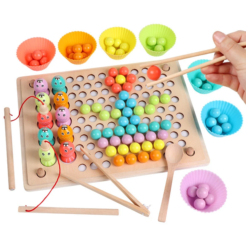 

Montessori Wooden Toys Hands Brain Training Clip Beads DIY Puzzles Board Math Game Baby Early Educational Toys For Children