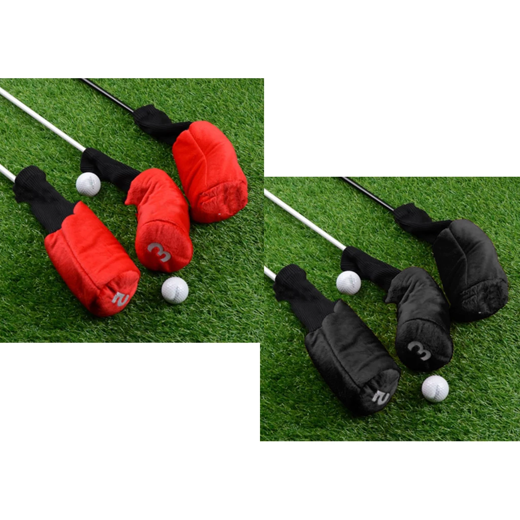 2 Set Long Neck Golf Club Head Cover Wood Driver Headcover Sleeve Bag with Number Print (1,3,5)