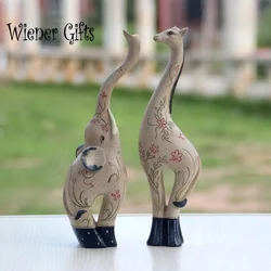 Resin Elephant Figurine Statue Deer Crafts Fawn Sculpture Animal Figurine Home Living Room Home Decoration Accessories Ornaments