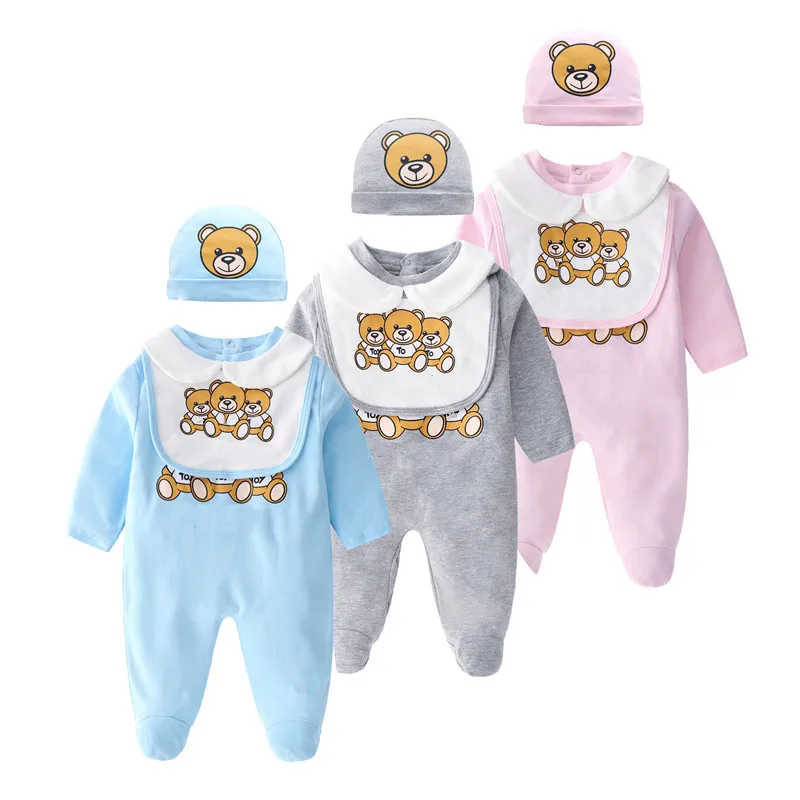 Детская одежда с мультяшным медведем для девочек и мальчиков, с длинным рукавом, папа мама, детские комбинезоны, Babygrow, пижамы, детский комбинезон, 0-18 месяцев
