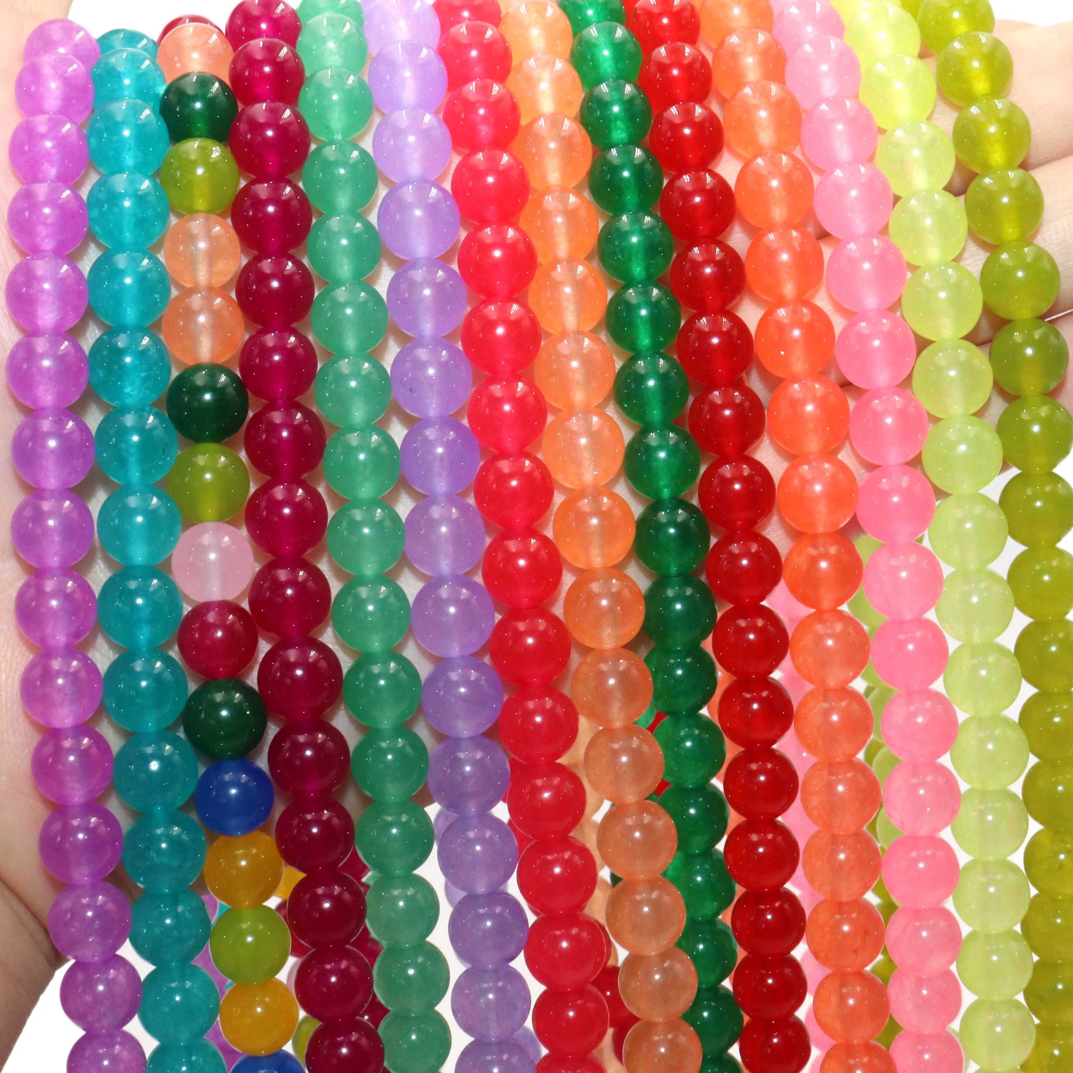 Natural stone beads Natural Stone Round Colorful Jades Agates Loose Spacer Beads For Jewelry Making DIY Bracelet Earrings Accessories 4/6/8/10/12mm