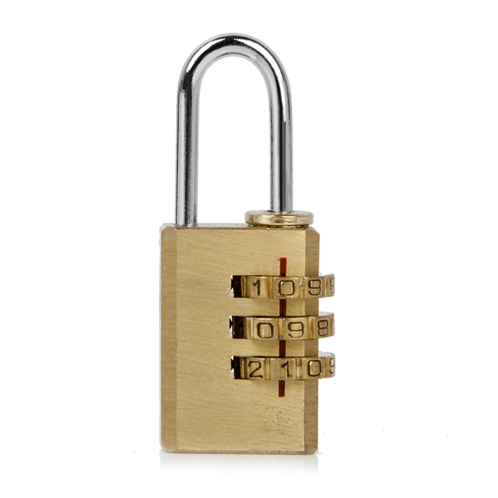 

Brass 3 Dial Combination Pad Lock Suitcase Luggage Laptop Case Bag Resettable Padlock