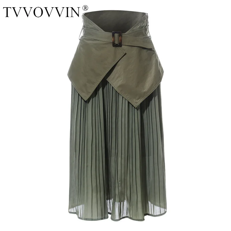 TVVOVVIN модная женская однотонная плиссированная юбка цветная дикая Повседневная Женская юбка летняя Новинка Европейская юбка женская C284