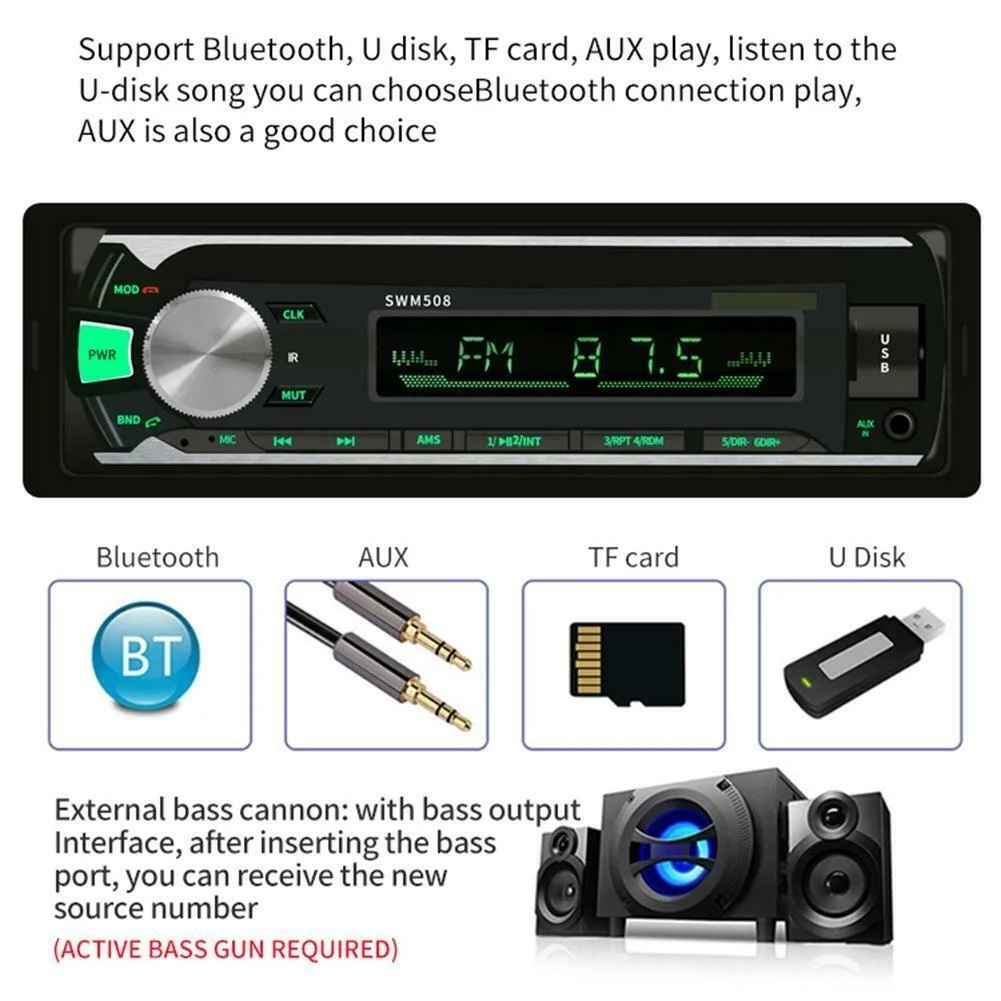 12 В Bluetooth автомобильный стерео аудио один 1Din In-Dash блоки mp3-плеер AUX USB FM Радио авторадио