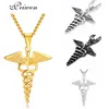 Medical Symbol Nurse Doctor Animal Pendants Necklace Stainless Steel Caduceus Double Snake Wings Necklaces For Men Women Jewelry ► Photo 1/6