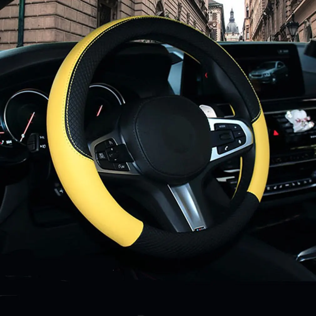 Прочная модная оплетка рулевого колеса автомобиля Авто Крышка рулевого колеса защитная оболочка 38 см F-021