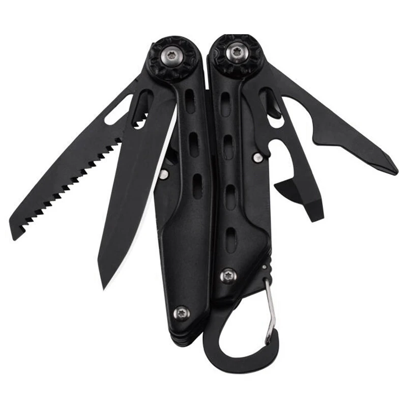 

10 in 1 Outdoors Survival Tools Plier EDC Keychain Folding Knife Portable Multifunctional Combination Pliers Screwdriver Bits