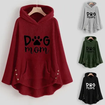 

new sweatshirt Women Fleece Cat Embroidery Plus Size Warm Hoodie Top Button fall clothes for women sudadera mujer
