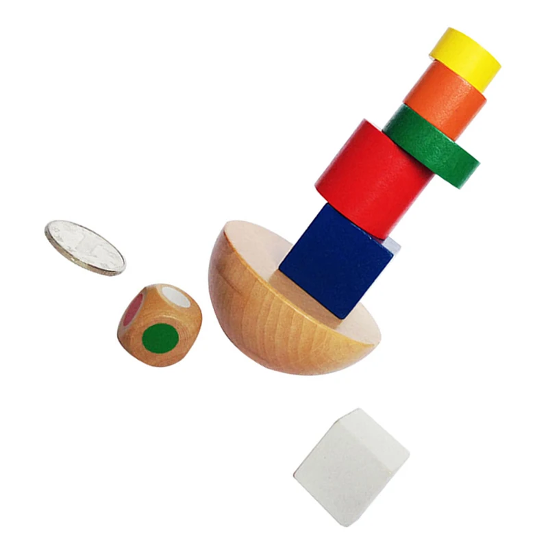 2 Set Wooden Toy: 1 Set Balancing Game Children Puzzle Education Buliding Blocks Creative Toy& 1 Set Children Colorful Building