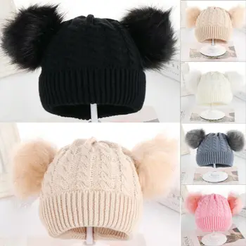 

0-24 Months Baby Boy Girl Pom Pom Hat Bobble Beanie Cap Double Knit Infant Newborn Hats