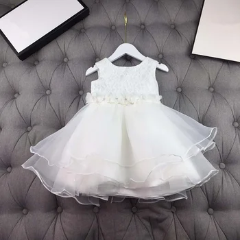 

European and American children's outfit 2020 spring and summer new fund Sleeveless flowers tuck in at the waist Baby girl dress