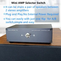 Premium 2-way stereo audio amp amplifier / speaker selector switch splitter box, 2 IN 1 OUT switcher compare 2 amps or speakers 2
