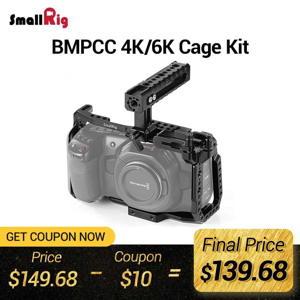 SmallRig BMPCC 4 K Cage Kit for Blackmagic Design Pocket Cinema Camera 4K BMPCC 4K / BMPCC 6K Comes with Nato Handle SSD Mount
