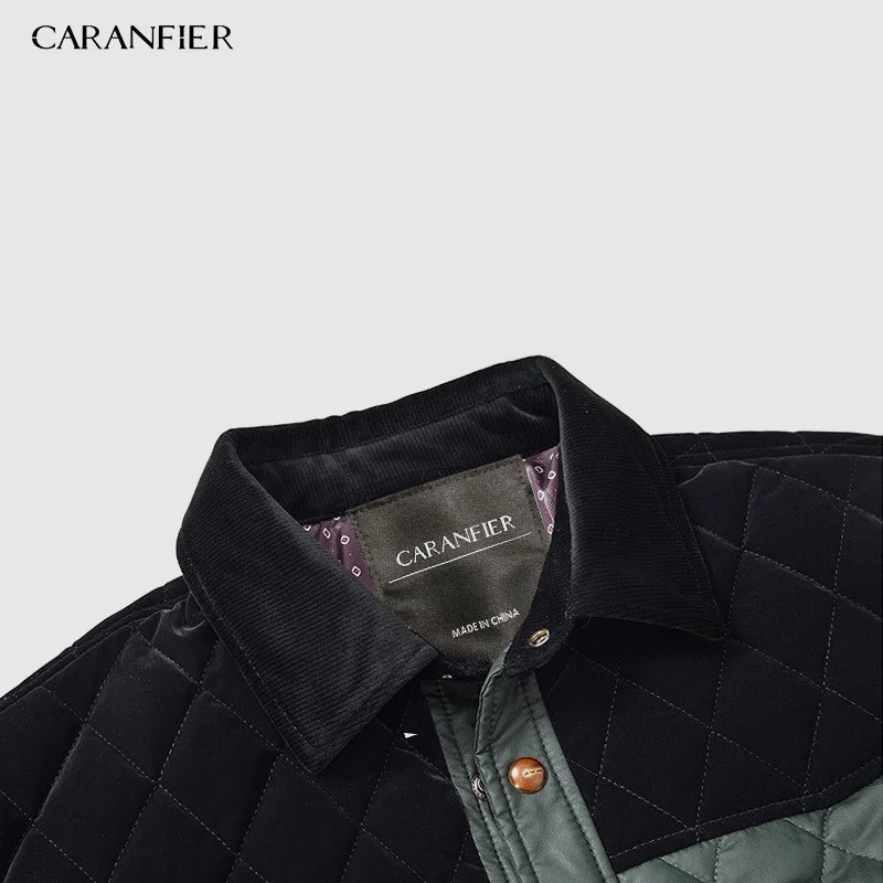 CARANFIER/осенне-зимняя модная мужская куртка, пальто, мужская повседневная хлопковая стеганая куртка, лоскутное клетчатое пальто, мужская одежда