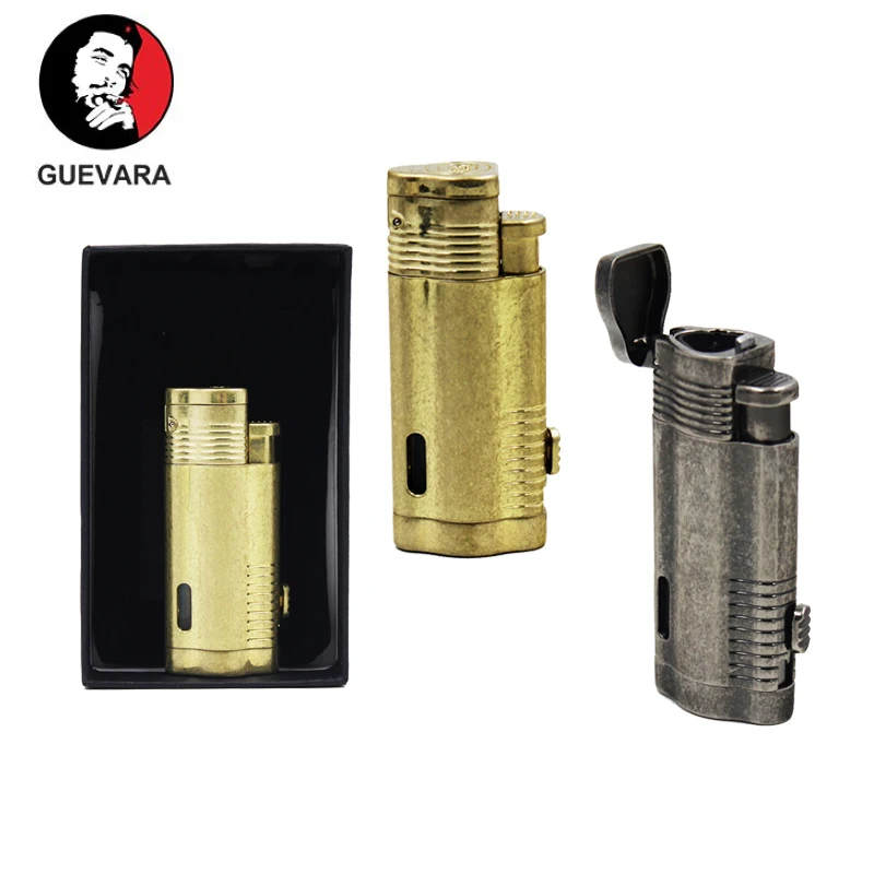 Новинка Guevara винтажная Ретро ветрозащитная Зажигалка для сигар 3 струйные