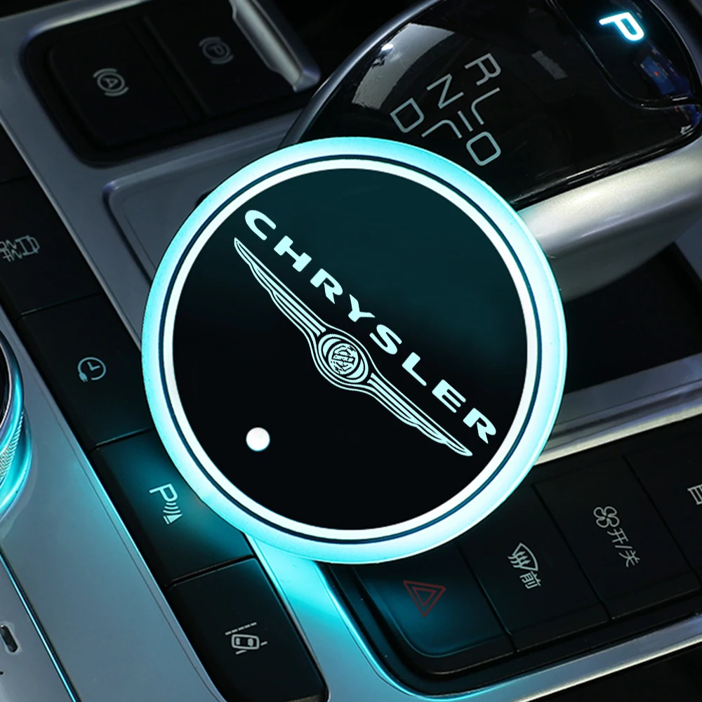 2 pçs led suporte de copo esteira usb colorido rgb logotipo do carro bebida titular luz para chrysler 300 300c 200 200c pacifica voyager sebring