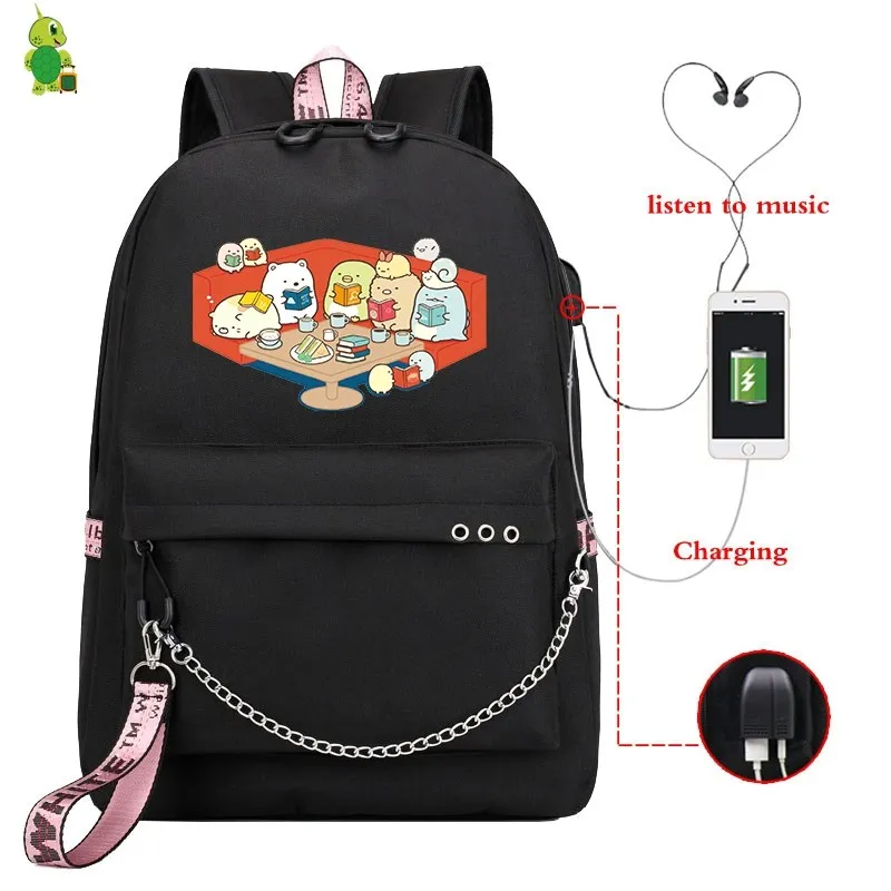 11 Mochila, мультяшный рюкзак Sumikko, школьные сумки для девочек-подростков, Usb зарядка, рюкзак для ноутбука, женские рюкзаки, корейский рюкзак для путешествий - Цвет: 11