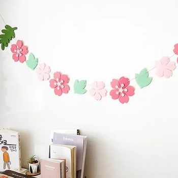 

1 Set Lovely Pink Cherry Blossoms Sakura Flower Banners for Wedding Birthday Party Hanging Bunting Garland Flag Home Decorations