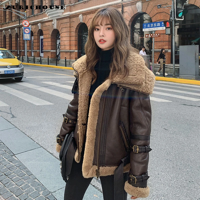 ZURICHOUSE Genuine Leather Winter Jacket Women