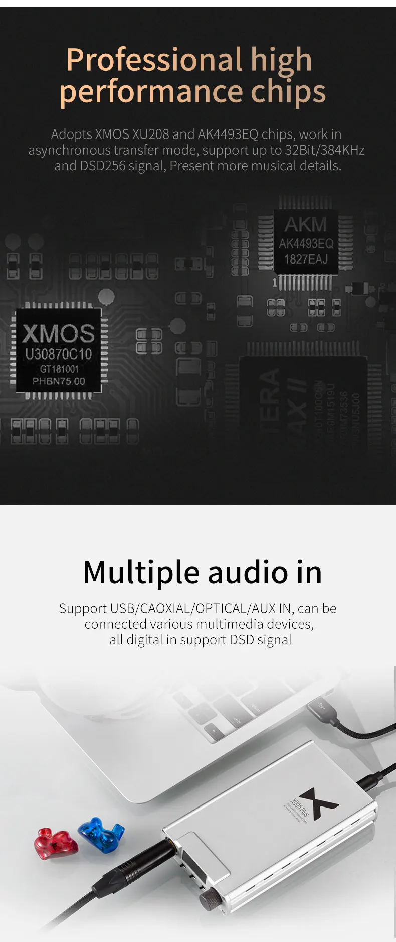 Xduoo XD05 плюс ЦАП усилитель для наушников USB AUX bluetooth 1000 мВт XMOS XU208 AK4493EQ HIFI перезаряжаемый усилитель без потерь