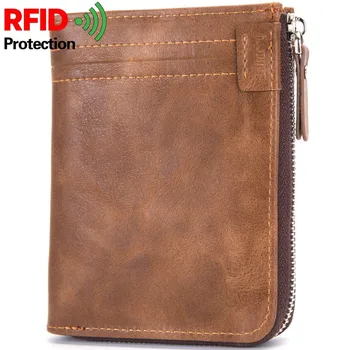 

Men's Wallet New Zipper Coin Purse Short Men's Bag Retro Anti-RFID luxury design