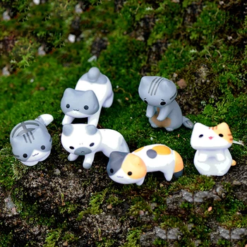 

6 Pcs/Set Cute Cartoon Cats Micro Landscape Kitten Microlandschaft Pot Culture Tools Garden bonsai Decorations Miniatures