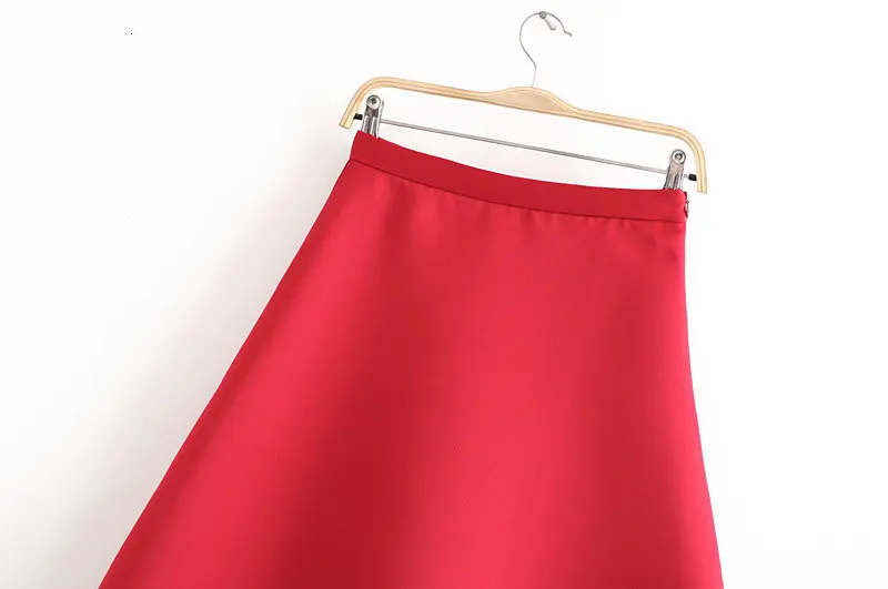 Красные трапециевидные юбки женские с высокой талией до колена юбки размера плюс элегантные женские saia faldas европейская уличная одежда