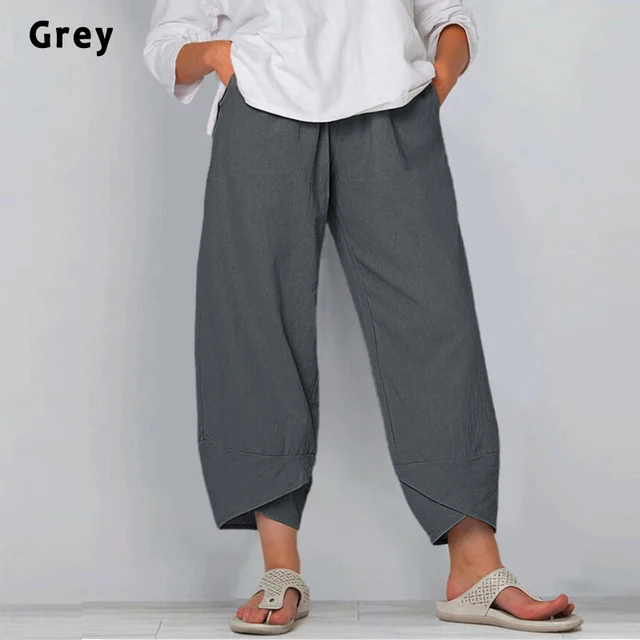 Women Casual Pants Summer Elastic Waist 