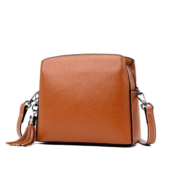 

2018 New Tassel Fashion Cowhide Real Leather Women's Bag Single Shoulder Messenger Bag Women Bag Soft Leather Handbag Small bag